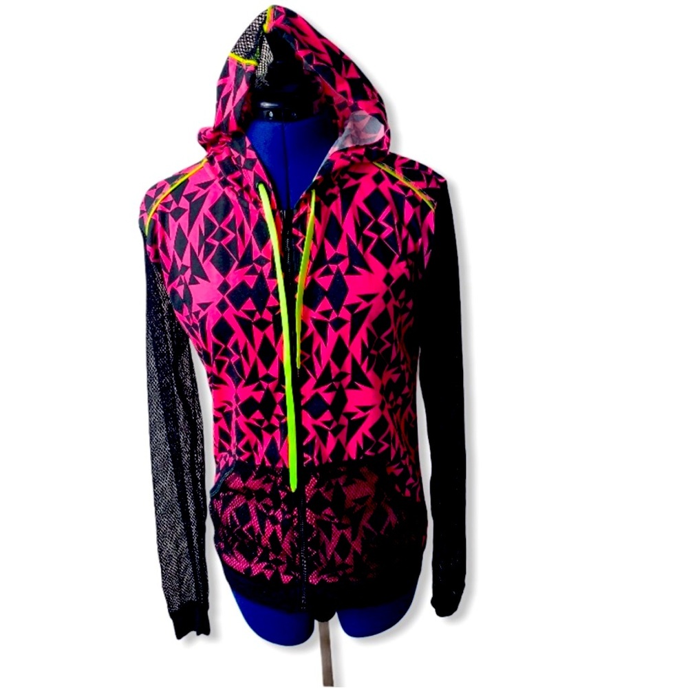 Andrew Christian Mesh Pink/Black Hoodie S 1127